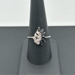 RJ Graziano Sterling Silver Black Marquise Ring